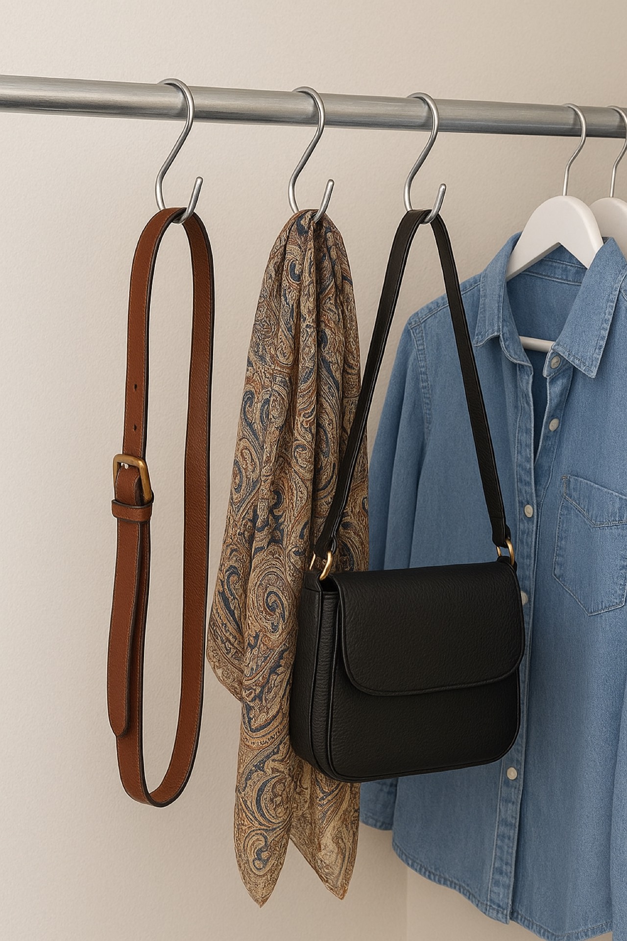 S-hooks for closet organization